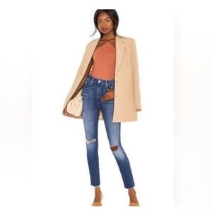 Mother Denim High Waisted Looker Ankle Fray Jeans 31